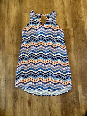 GAP Women Chevron Tank Dress in Blue, White, Yellow, Red